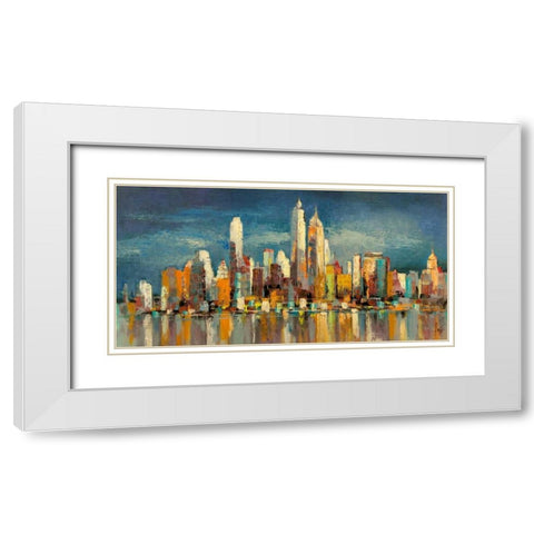 New York- riflessi del mattino White Modern Wood Framed Art Print with Double Matting by Florio, Luigi