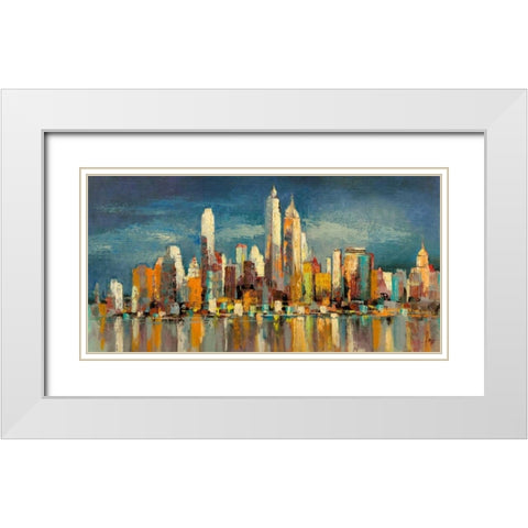 New York- riflessi del mattino White Modern Wood Framed Art Print with Double Matting by Florio, Luigi
