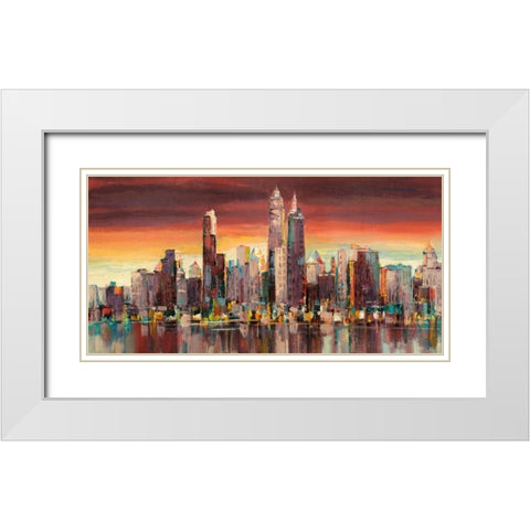 Sera su New York White Modern Wood Framed Art Print with Double Matting by Florio, Luigi