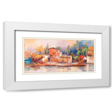 Case sul lago White Modern Wood Framed Art Print with Double Matting by Florio, Luigi