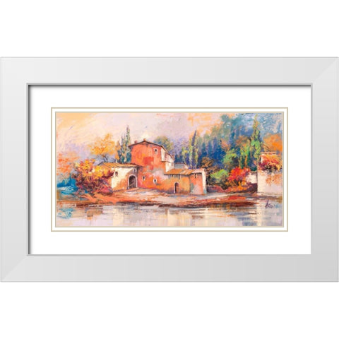 Case sul lago White Modern Wood Framed Art Print with Double Matting by Florio, Luigi