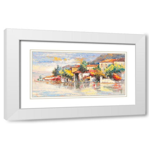 Paese sul lago White Modern Wood Framed Art Print with Double Matting by Florio, Luigi