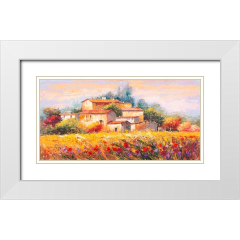 Campo d estate White Modern Wood Framed Art Print with Double Matting by Florio, Luigi