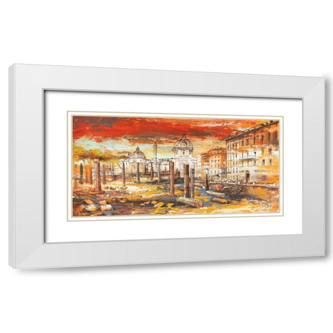 Tramonto su Roma White Modern Wood Framed Art Print with Double Matting by Florio, Luigi