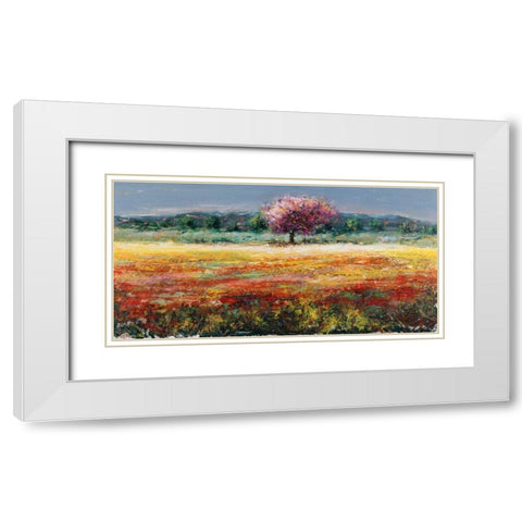 Lâ€™albero rosa White Modern Wood Framed Art Print with Double Matting by Florio, Luigi