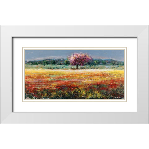 Lâ€™albero rosa White Modern Wood Framed Art Print with Double Matting by Florio, Luigi