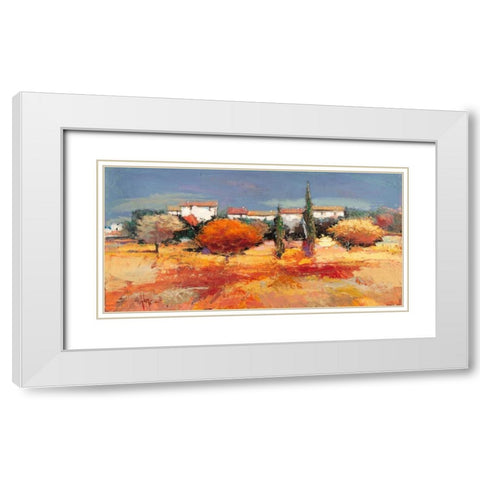 Campagna nel sole White Modern Wood Framed Art Print with Double Matting by Florio, Luigi