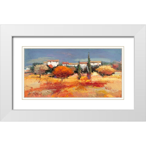 Campagna nel sole White Modern Wood Framed Art Print with Double Matting by Florio, Luigi