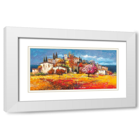 Borgo sul mare White Modern Wood Framed Art Print with Double Matting by Luigi, Florio