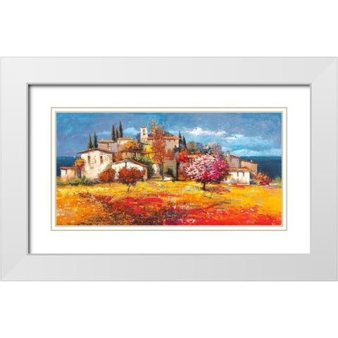 Borgo sul mare White Modern Wood Framed Art Print with Double Matting by Luigi, Florio