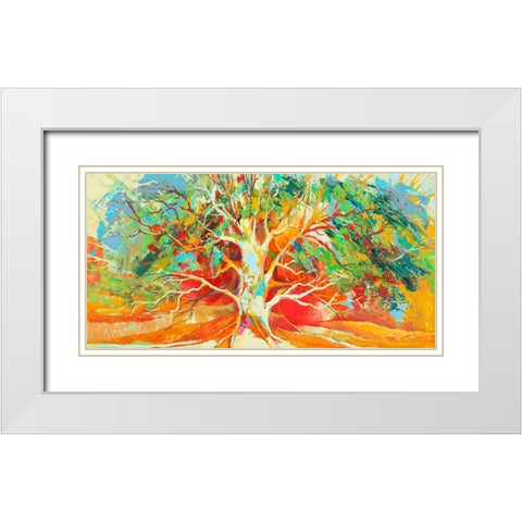 Albero felice White Modern Wood Framed Art Print with Double Matting by Luigi, Florio
