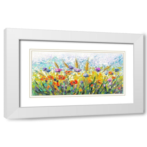 Campo in fiore White Modern Wood Framed Art Print with Double Matting by Luigi, Florio