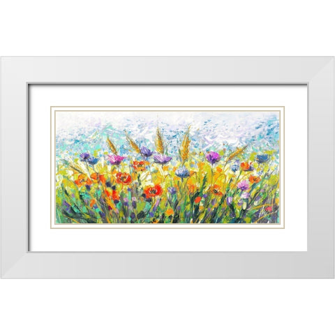 Campo in fiore White Modern Wood Framed Art Print with Double Matting by Luigi, Florio