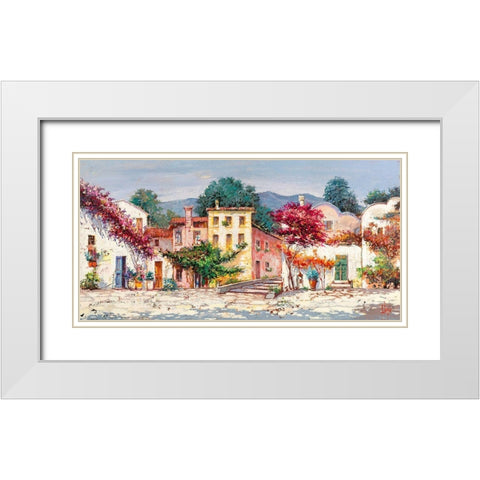 Paese mediterraneo White Modern Wood Framed Art Print with Double Matting by Luigi, Florio