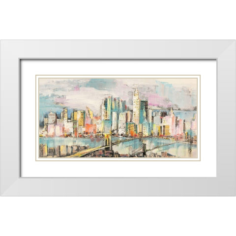 Colori a Manhattan White Modern Wood Framed Art Print with Double Matting by Florio, Luigi