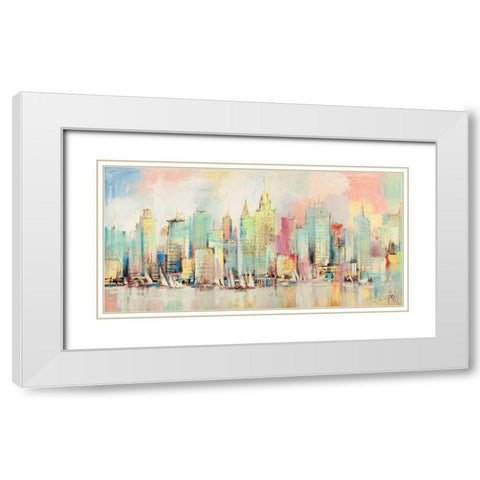 Skyline a colori White Modern Wood Framed Art Print with Double Matting by Florio, Luigi