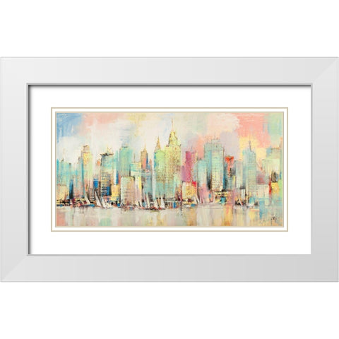 Skyline a colori White Modern Wood Framed Art Print with Double Matting by Florio, Luigi