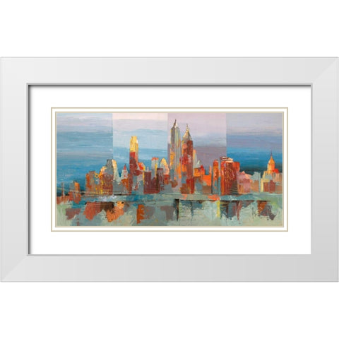 New York astratta White Modern Wood Framed Art Print with Double Matting by Florio, Luigi