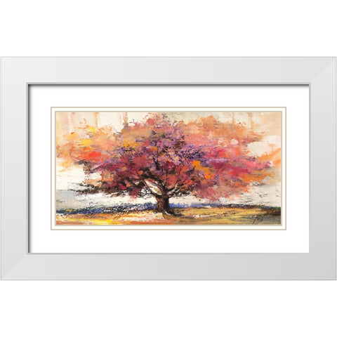 Albero dAutunno White Modern Wood Framed Art Print with Double Matting by Florio, Luigi