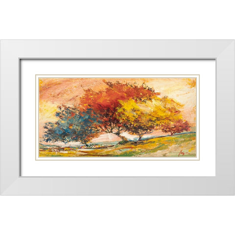Alberi nel sole White Modern Wood Framed Art Print with Double Matting by Florio, Luigi