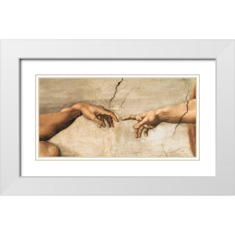 La creazione di Adamo White Modern Wood Framed Art Print with Double Matting by Buonarroti, Michelangelo
