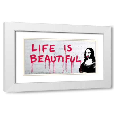 Life is beautiful White Modern Wood Framed Art Print with Double Matting by Masterfunk Collective