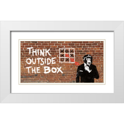 Think outside of the box White Modern Wood Framed Art Print with Double Matting by Masterfunk Collective