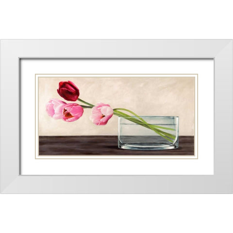 Modern composition Tulips White Modern Wood Framed Art Print with Double Matting by Mills, Shin