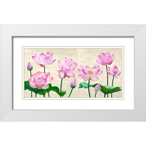 Lotus flowers White Modern Wood Framed Art Print with Double Matting by Mills, Shin