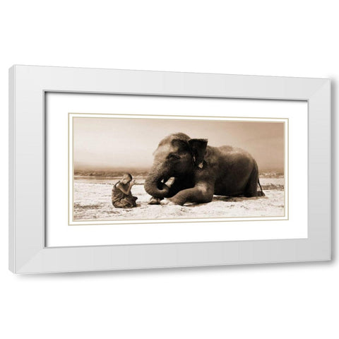 Praying by the River White Modern Wood Framed Art Print with Double Matting by Moreau, Marc
