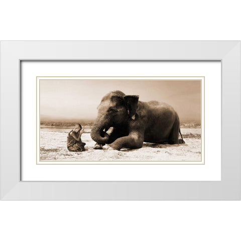 Praying by the River White Modern Wood Framed Art Print with Double Matting by Moreau, Marc