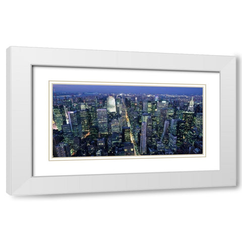 Fifth avenue and Midtown Manhattan, NYC White Modern Wood Framed Art Print with Double Matting by Setboun, Michel
