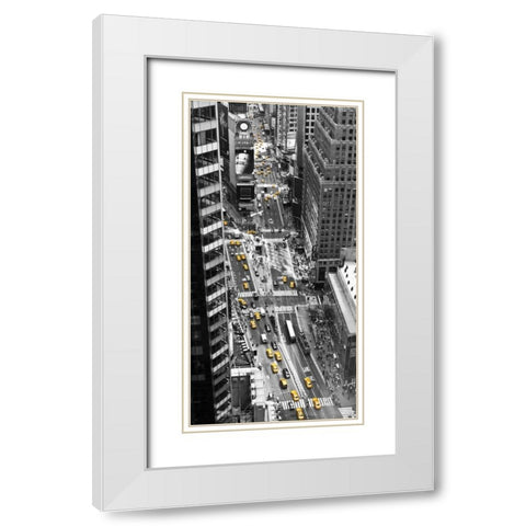 Yellow taxi in Times Square, NYC White Modern Wood Framed Art Print with Double Matting by Setboun, Michel