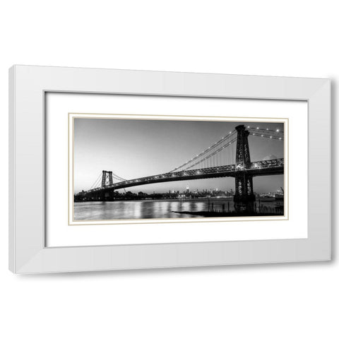 Queensboro Bridge and Manhattan from Brooklyn, NYC White Modern Wood Framed Art Print with Double Matting by Setboun, Michel
