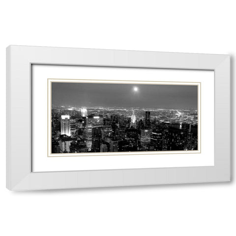 Aerial view of Manhattan, NYC White Modern Wood Framed Art Print with Double Matting by Setboun, Michel