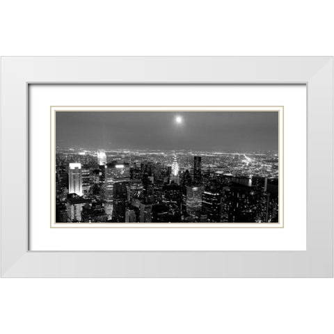Aerial view of Manhattan, NYC White Modern Wood Framed Art Print with Double Matting by Setboun, Michel