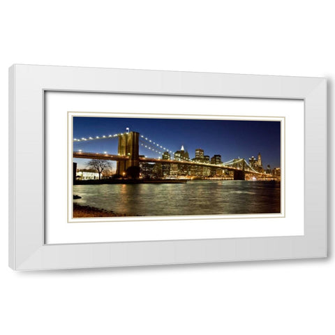 Panoramic view of Lower Manhattan at dusk, NYC White Modern Wood Framed Art Print with Double Matting by Setboun, Michel