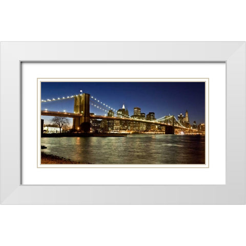 Panoramic view of Lower Manhattan at dusk, NYC White Modern Wood Framed Art Print with Double Matting by Setboun, Michel