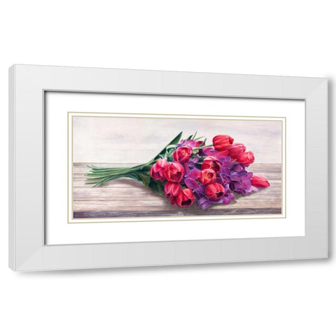 Bouquet White Modern Wood Framed Art Print with Double Matting by Mavaracchio, Cristina