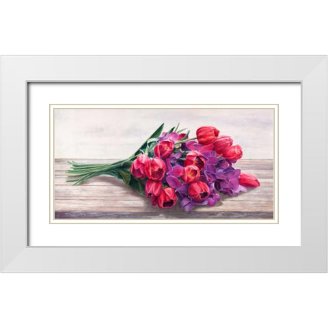 Bouquet White Modern Wood Framed Art Print with Double Matting by Mavaracchio, Cristina