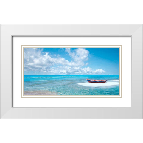 Barca sulla riva White Modern Wood Framed Art Print with Double Matting by Marzi, Dario