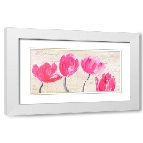 Classic Tulips White Modern Wood Framed Art Print with Double Matting by Muriel, Phelipau