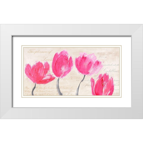 Classic Tulips White Modern Wood Framed Art Print with Double Matting by Muriel, Phelipau