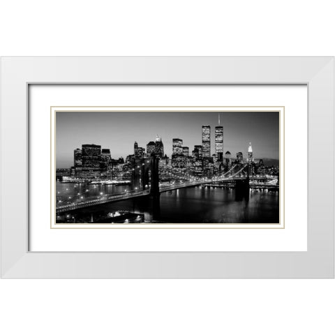 Brooklyn Bridge NYC White Modern Wood Framed Art Print with Double Matting by Berenholtz, Richard
