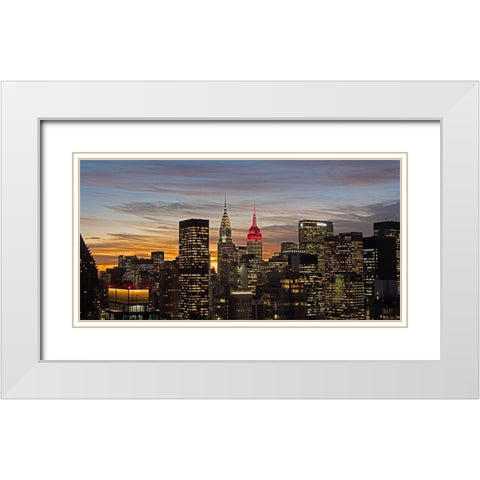 Midtown Manhattan White Modern Wood Framed Art Print with Double Matting by Berenholtz, Richard