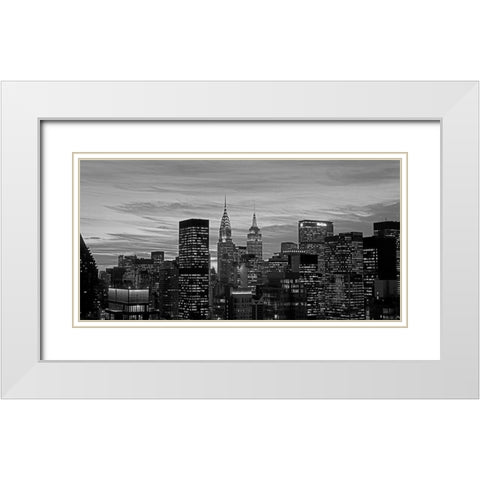 Midtown Manhattan BW White Modern Wood Framed Art Print with Double Matting by Berenholtz, Richard
