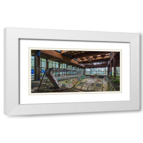 Abandoned Resort Pool, Upstate NY (detail) White Modern Wood Framed Art Print with Double Matting by Berenholtz, Richard