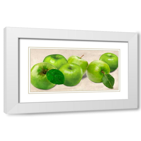 Green Apples White Modern Wood Framed Art Print with Double Matting by Barbieri, Remo