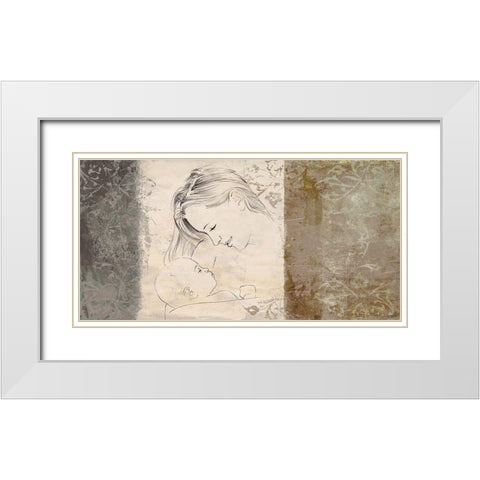 Maternite II (neutral) White Modern Wood Framed Art Print with Double Matting by Roux, Simon