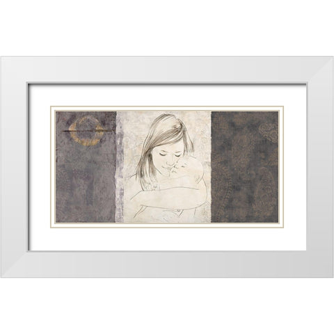 Maternite I (grey) White Modern Wood Framed Art Print with Double Matting by Roux, Simon
